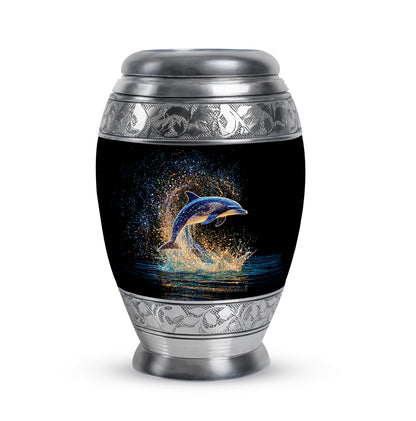 Resplendent Black Dolphin Cremation Urn for Ashes - 10-inch, 200 cu in - Yatskia