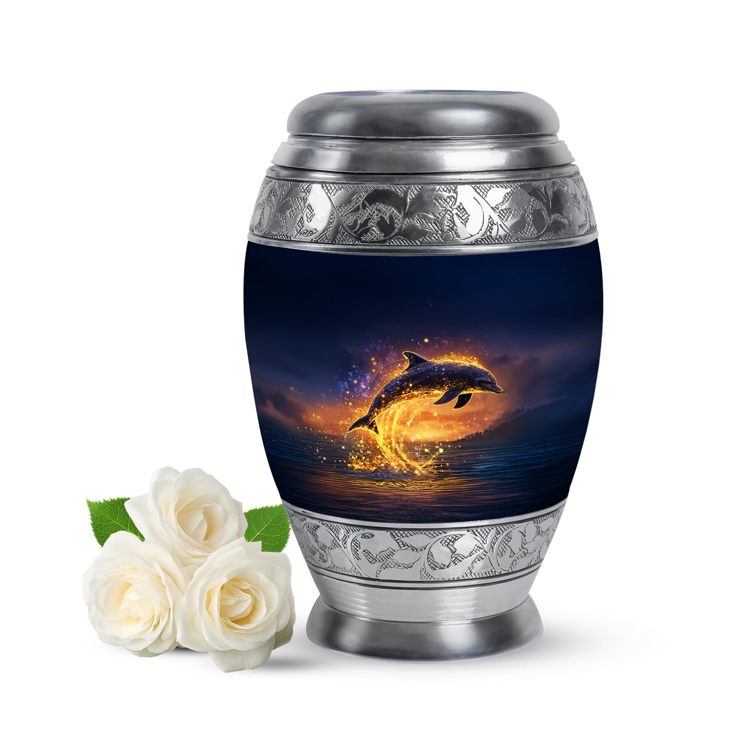Personalized Dolphin Cremation Urns - Eminent Blue 10-inch, 200 cu in - Yatskia