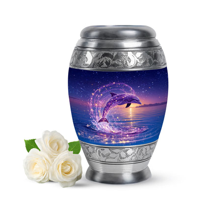 Personalized Blue Dolphin Cremation Urns for Ashes - Majestic 10-inch - Yatskia
