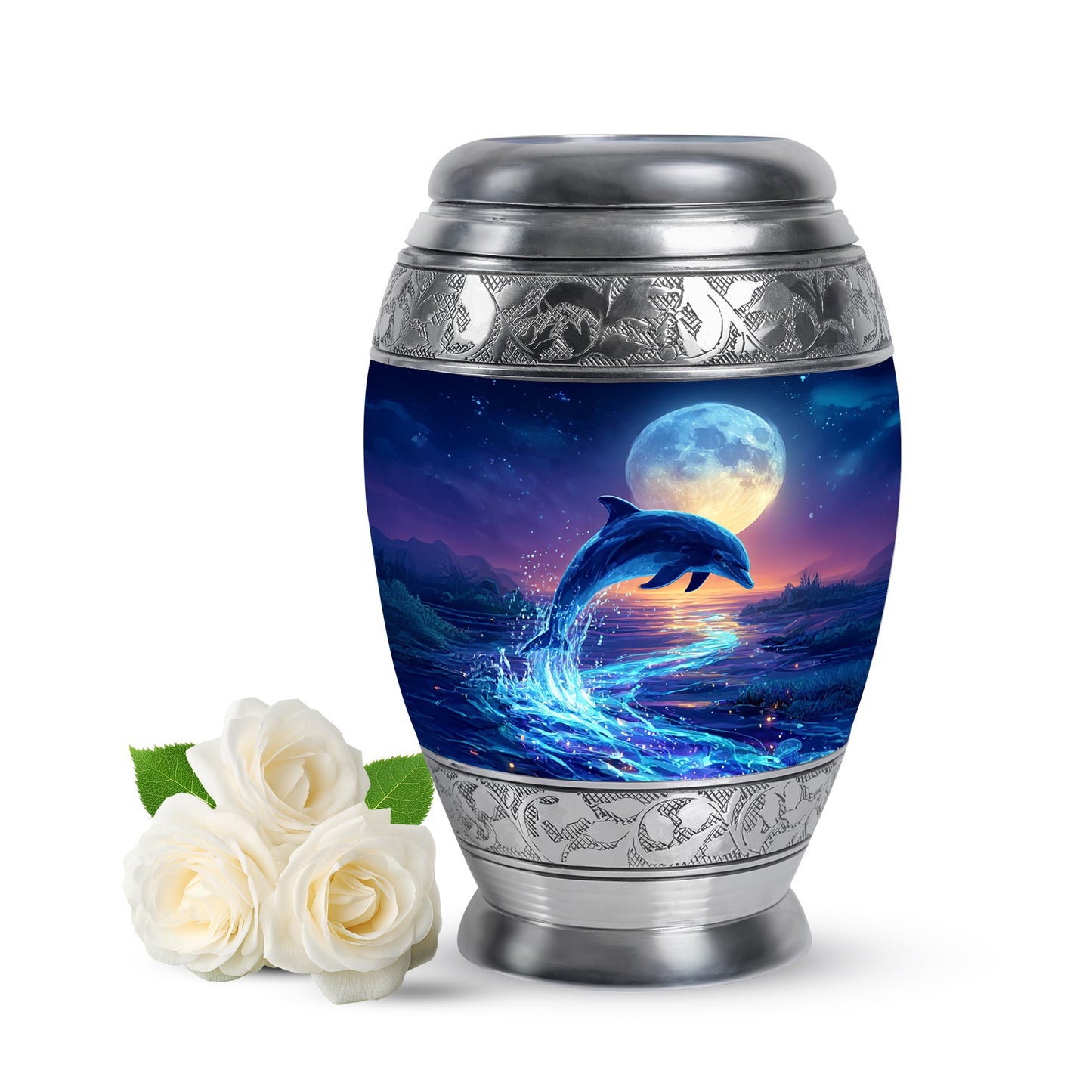 Personalized Blue Dolphin Cremation Urns for Ashes - Enchanting 10-inch - Yatskia