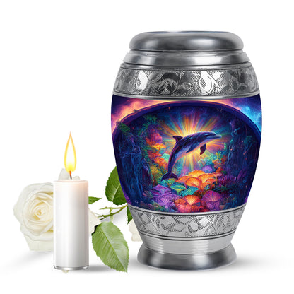 Pink Dolphin Memorial Cremation Urns for Human Ashes - 10-inch, 200 cu in - Yatskia
