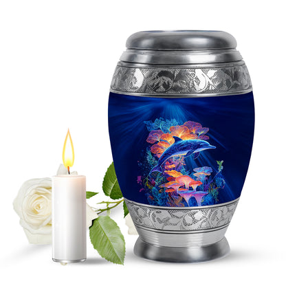 Everlasting Blue Dolphin Farewell Urn for Human Ashes - 10-inch, 200 cu in - Yatskia