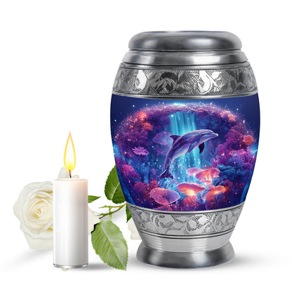 Personalized Eternal Dolphin Cremation Urns - Blue 10-inch, 200 cu in - Yatskia