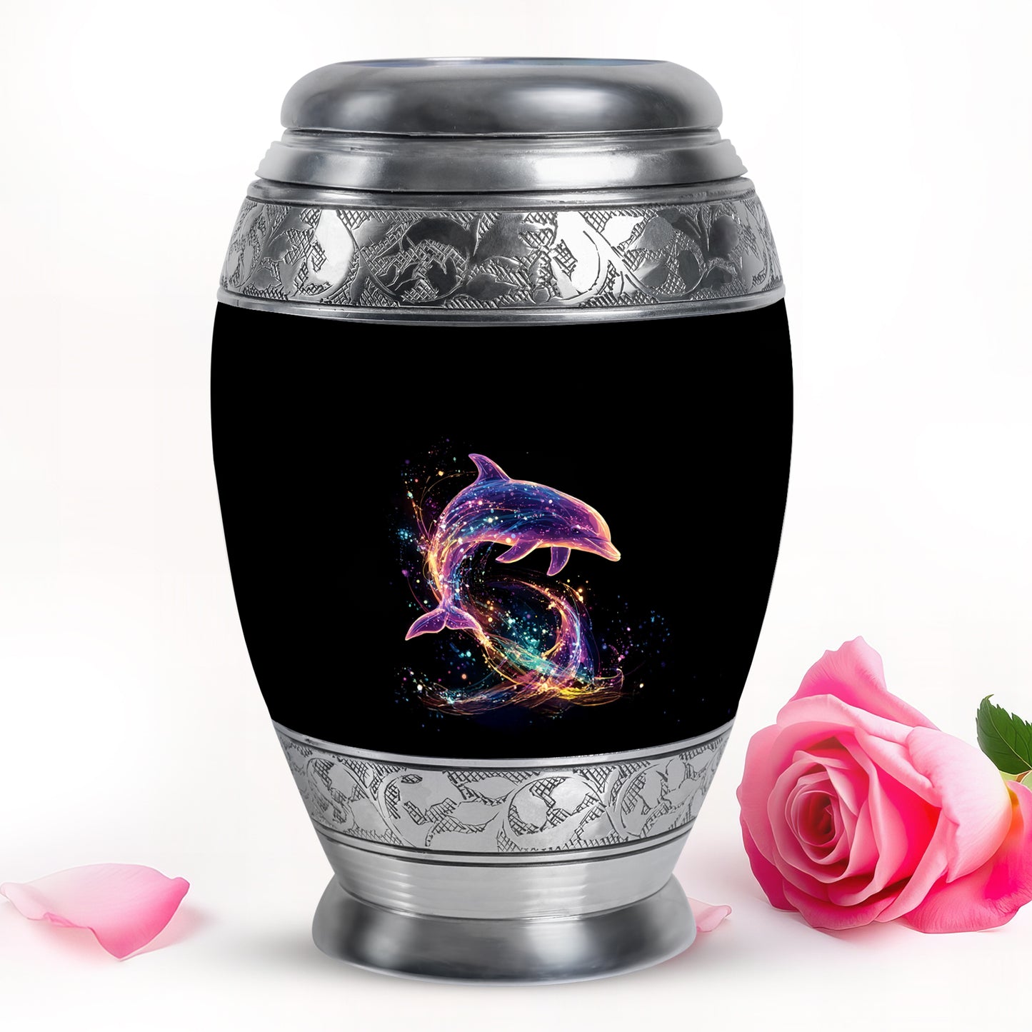 Blessed Dolphin Cremation Urns for Human Ashes - Black 10-inch - Yatskia