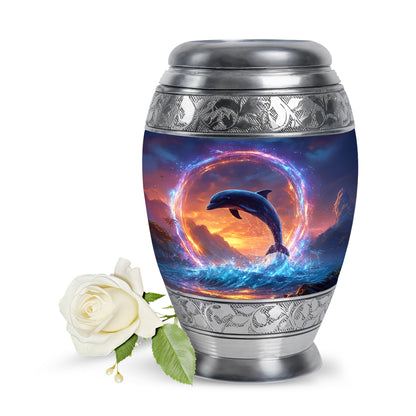 Personalized Dolphin Cremation Urns - Tranquil Blue 10-inch, 200 cu in - Yatskia
