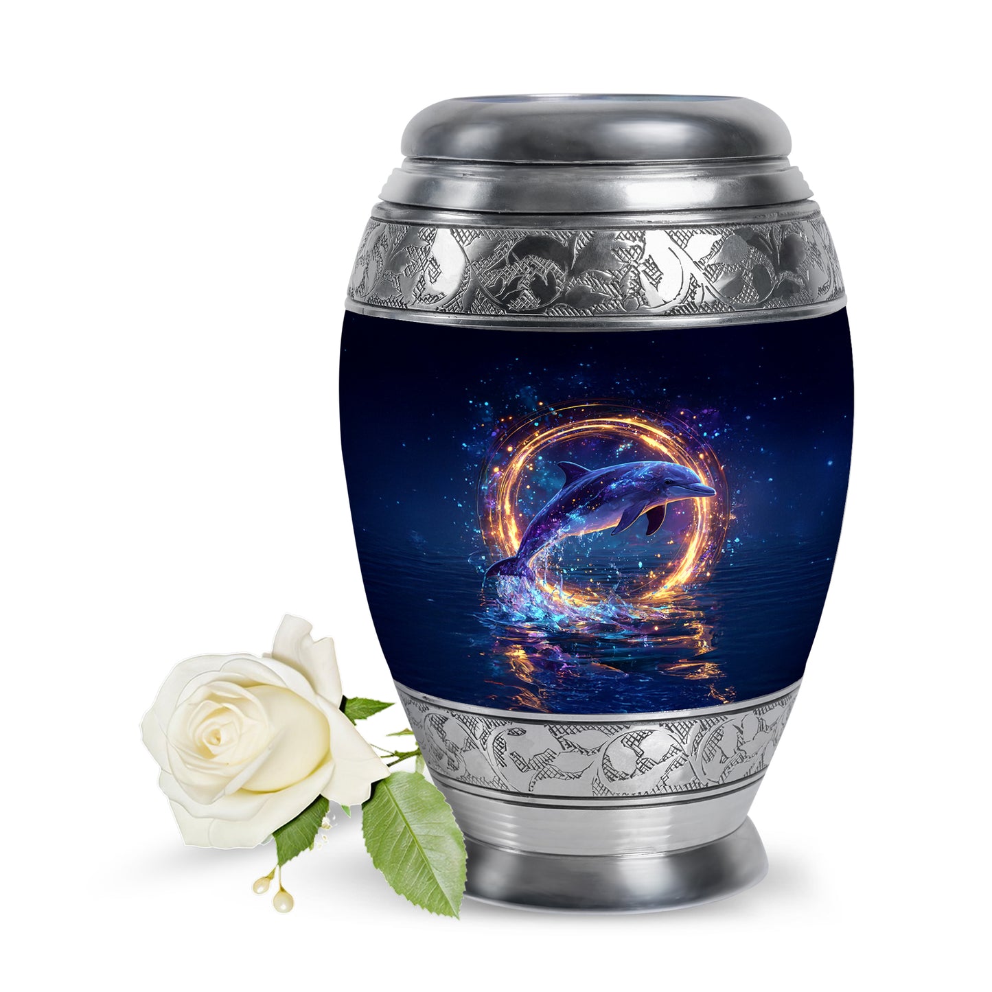 Personalized Blue Dolphin Cremation Urns for Ashes - Captivating 10-inch - Yatskia