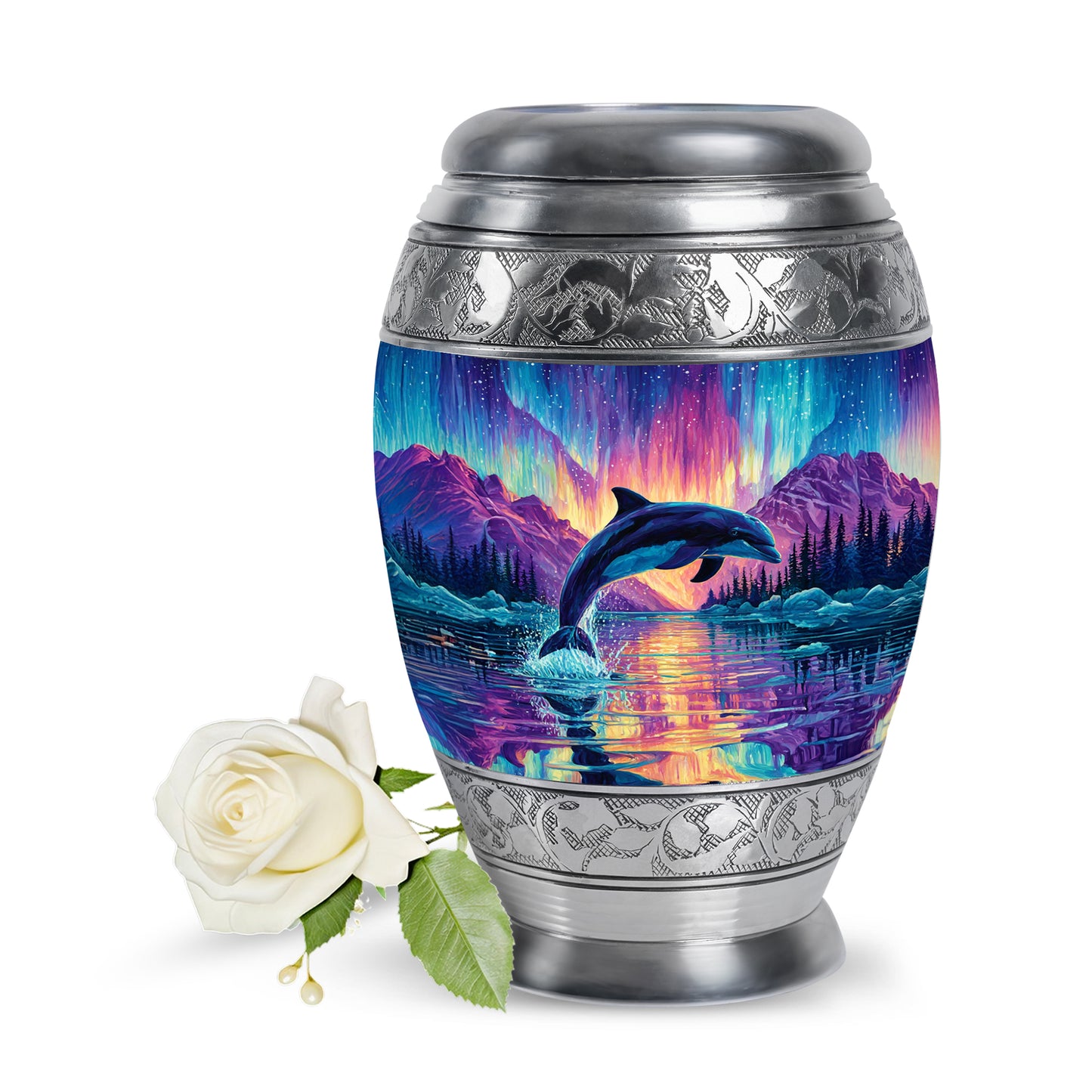 Personalized Dolphin Cremation Urns - Wondrous Blue 10-inch, 200 cu in - Yatskia