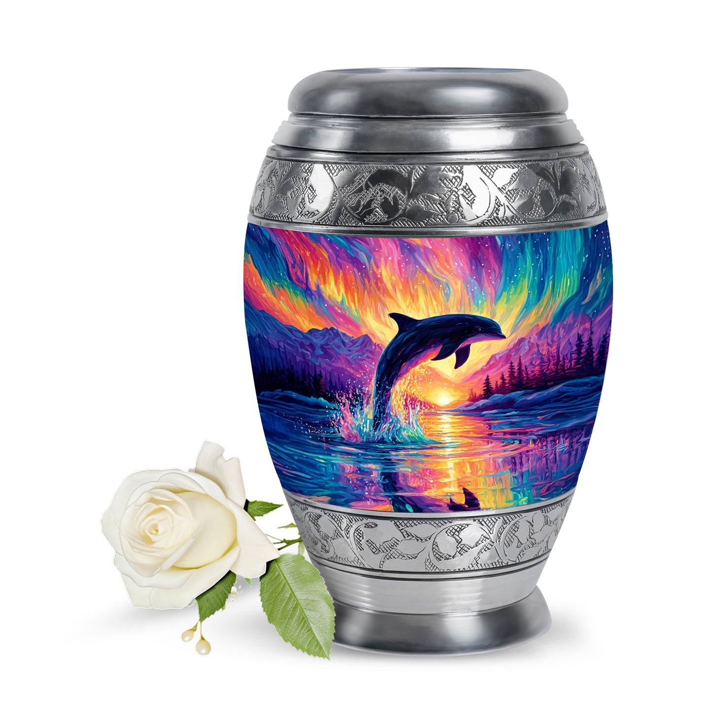 Personalized Dolphin Cremation Urns - Eminent Purple 10-inch, 200 cu in - Yatskia