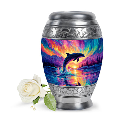 Personalized Dolphin Cremation Urns - Eminent Purple 10-inch, 200 cu in - Yatskia