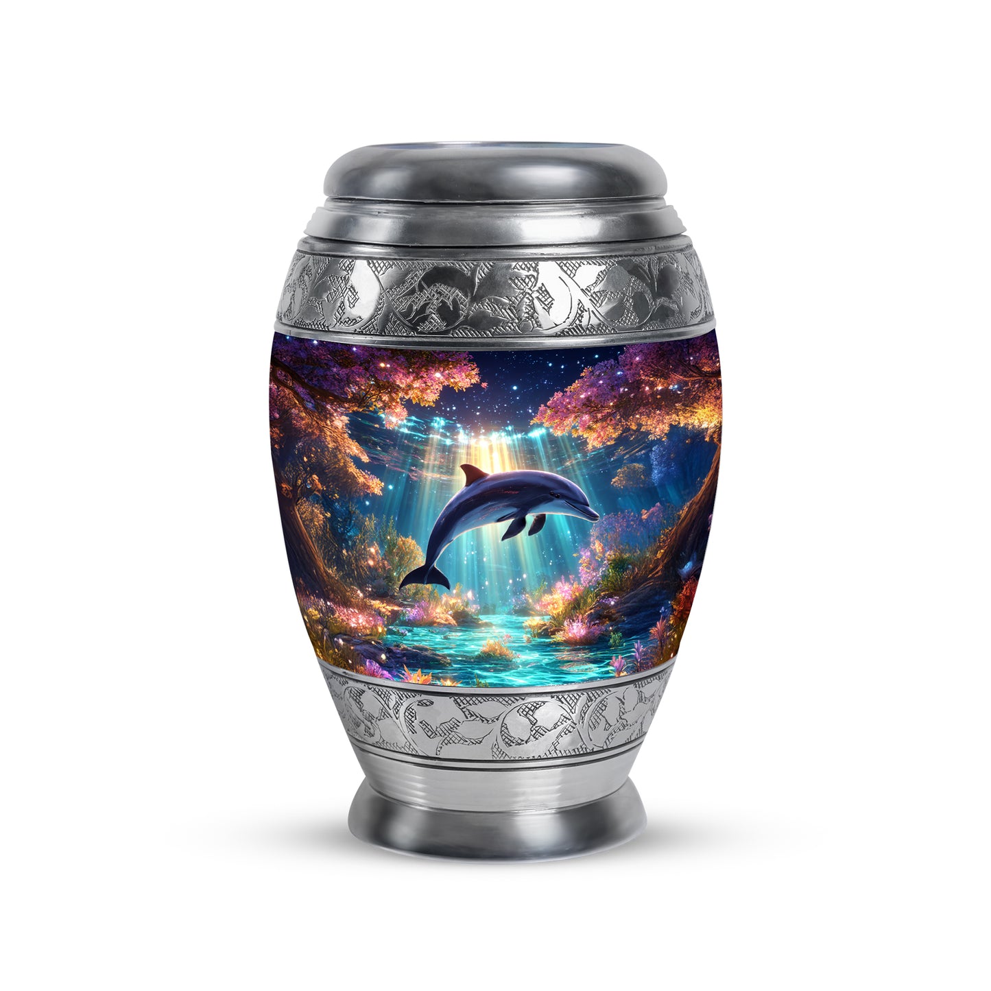 Distinguished Purple Dolphin Cremation Urn for Ashes - 10-inch, 200 cu in - Yatskia