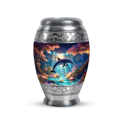 Distinguished Purple Dolphin Cremation Urn for Ashes - 10-inch, 200 cu in - Yatskia