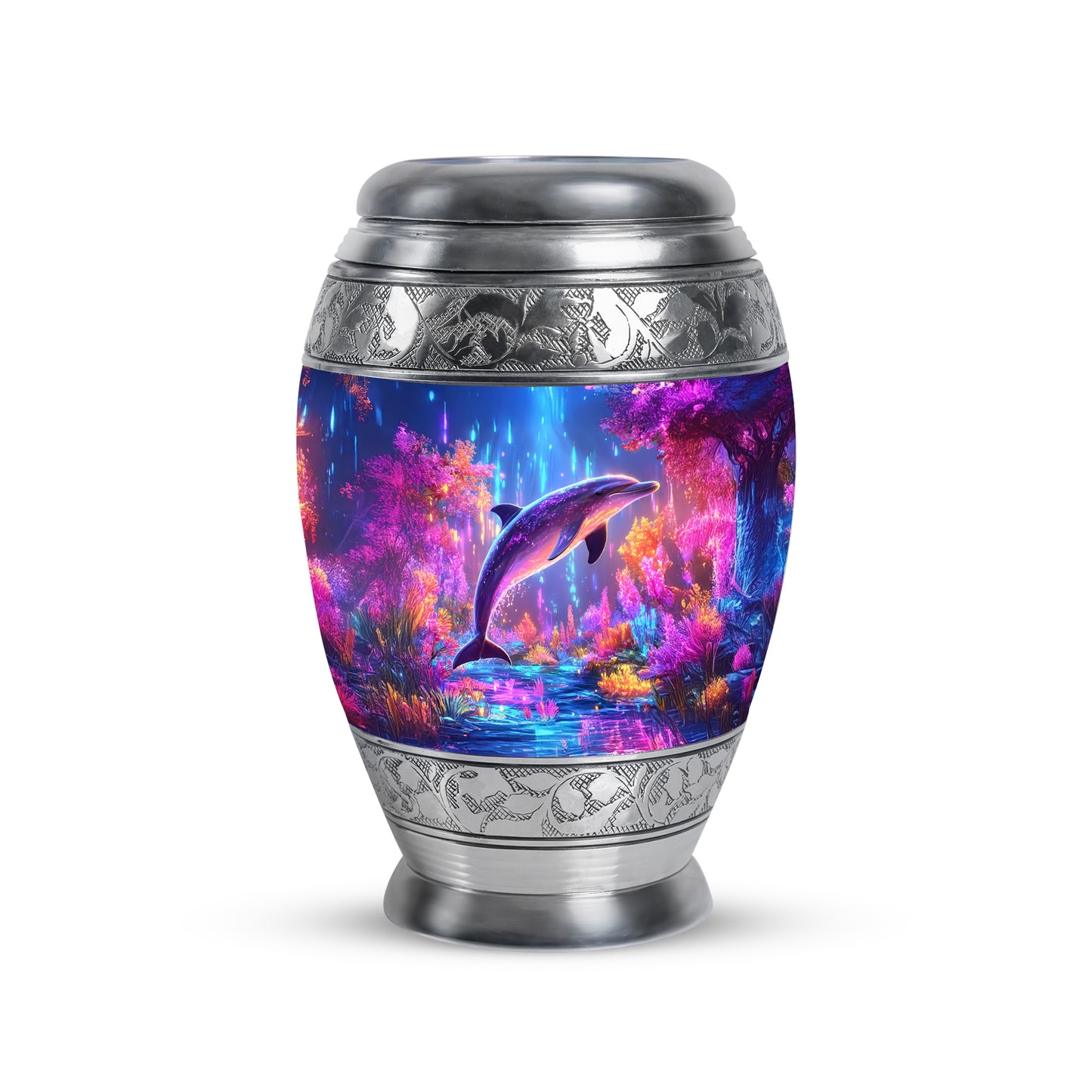 Blue Beloved Dolphin Cremation Urns for Human Ashes - 10-inch, 200 cu in - Yatskia