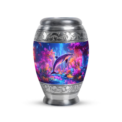 Blue Beloved Dolphin Cremation Urns for Human Ashes - 10-inch, 200 cu in - Yatskia