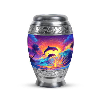 Graceful Purple Dolphin Remembrance Urn for Human Ashes - 10-inch, 200 cu in - Yatskia