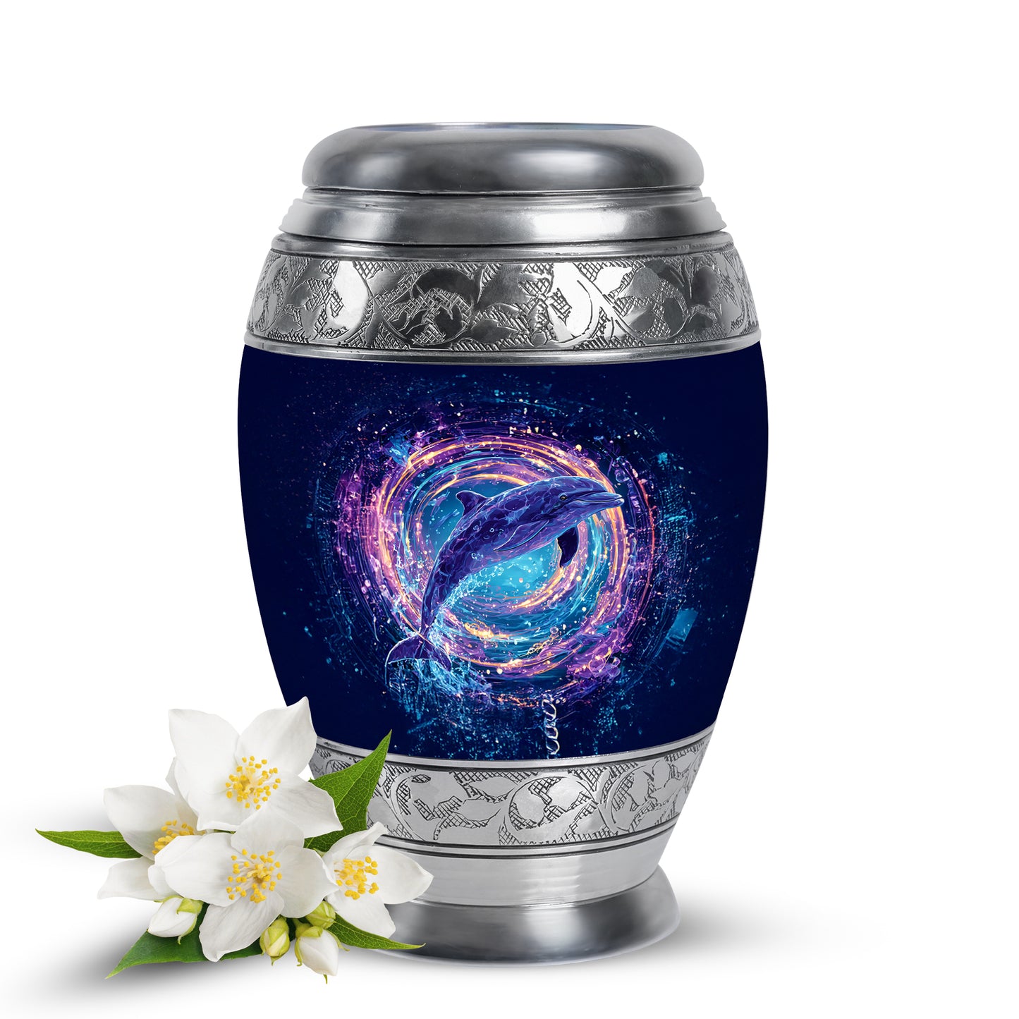 Timeless Blue Dolphin Cremation Urn for Ashes - 10-inch, 200 cu in - Yatskia