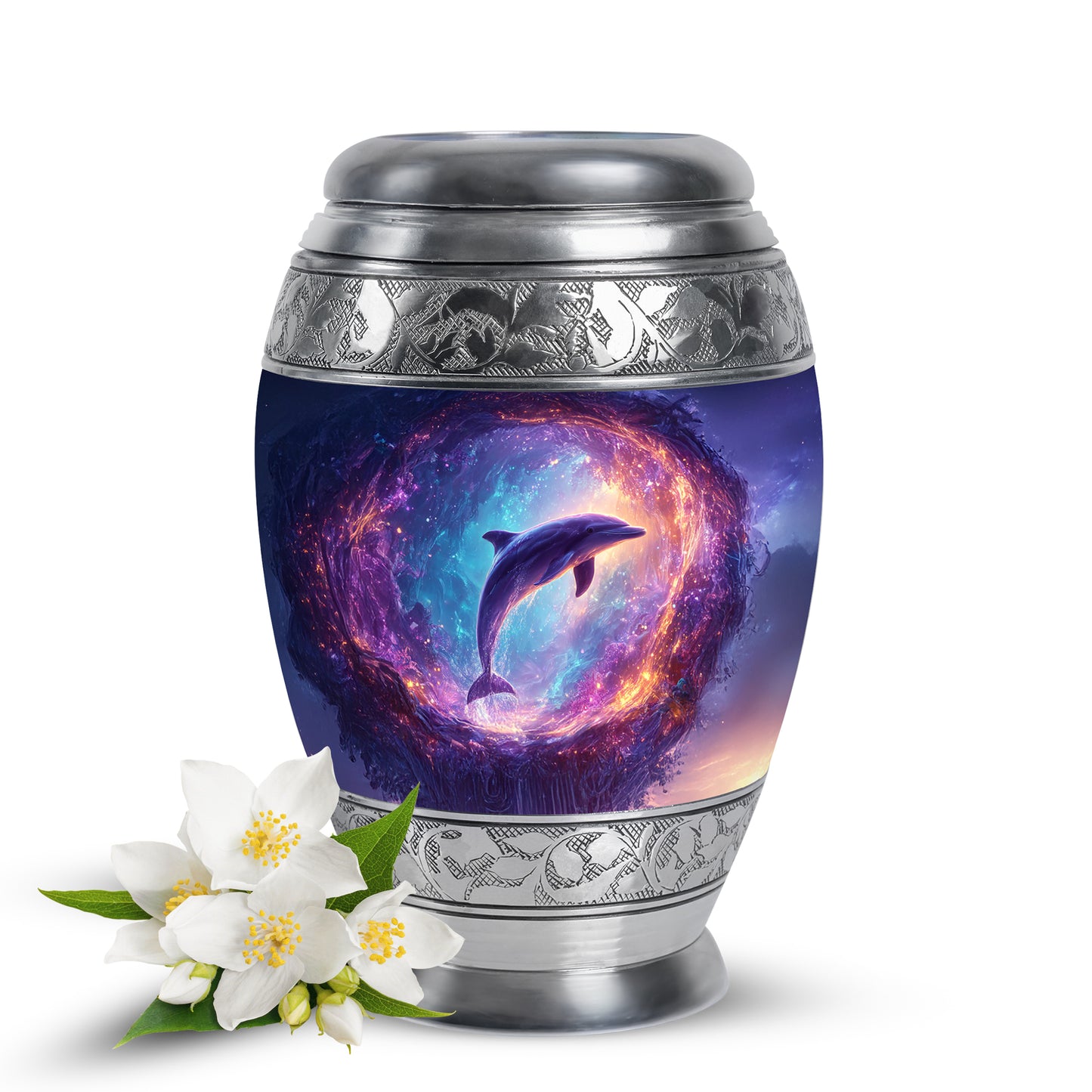 Blue Dolphin Cremation Urns - Opulent Honor 10-inch, 200 cu in - Yatskia
