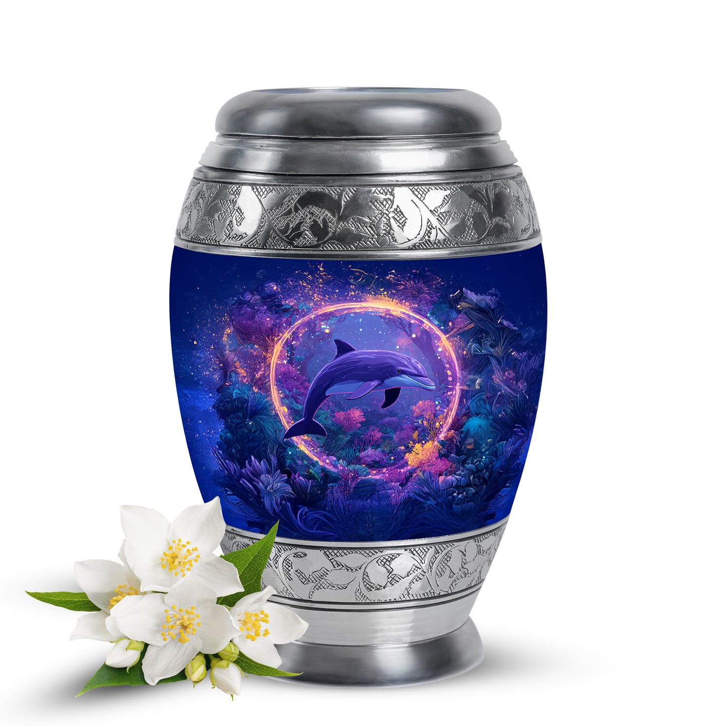 Harmonious Dolphin Cremation Urns for Human Ashes - Blue 10-inch - Yatskia
