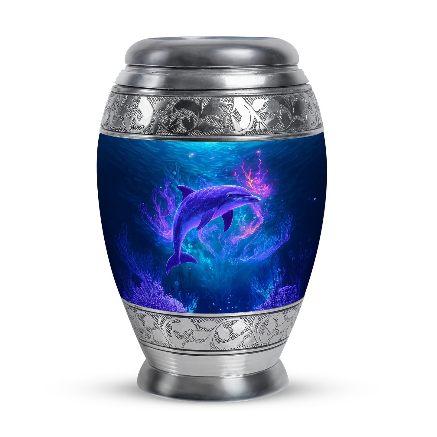 Personalized Blue Dolphin Cremation Urns for Ashes - Transcendent 10-inch - Yatskia