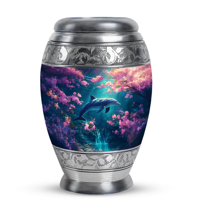 Pink Dolphin Keepsake Cremation Urns for Human Ashes - 10-inch, 200 cu in - Yatskia