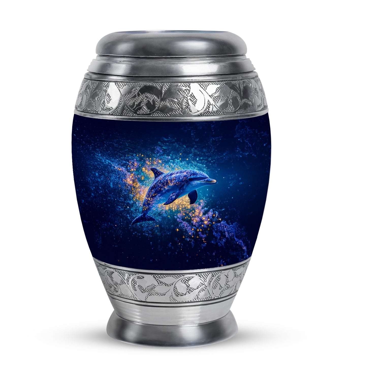 Blue Venerable Dolphin Cremation Urns for Human Ashes - 10-inch, 200 cu in - Yatskia