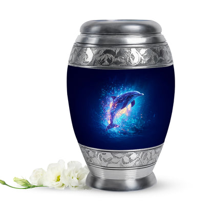 Blue Dolphin Cremation Urns - Honored Haven 10-inch, 200 cu in - Yatskia
