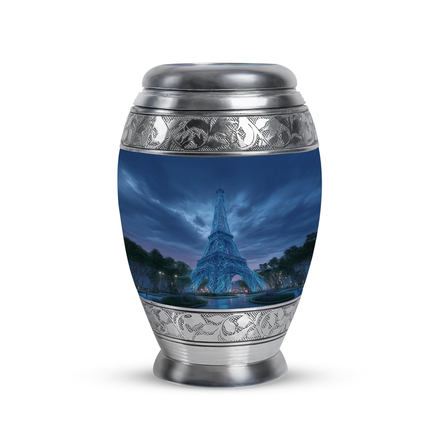 Divine Blue Eiffel Tower Cremation Urn for Ashes - 10-inch, 200 cu in - Yatskia