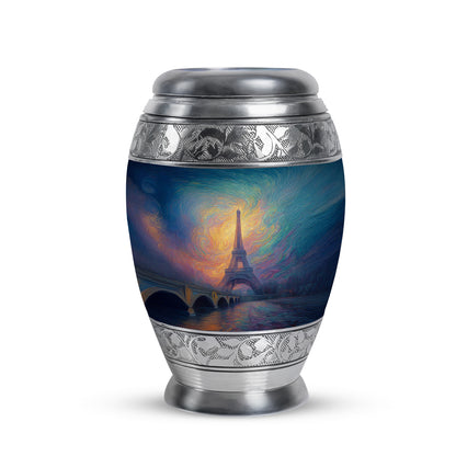 Inspiring Blue Eiffel Tower Devotion Urn for Human Ashes - 10-inch, 200 cu in - Yatskia