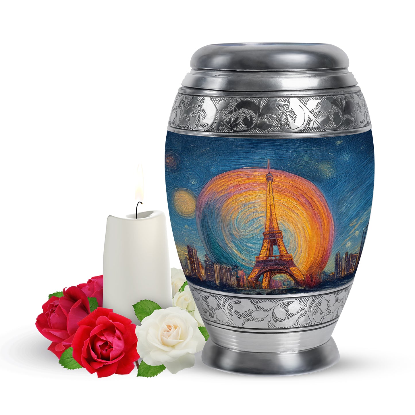 Personalized Elegant Eiffel Tower Cremation Urns - Blue 10-inch, 200 cu in - Yatskia