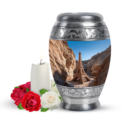 Remarkable Eiffel Tower Memorial Cremation Urns - Blue 10-inch, 200 cu in - Yatskia