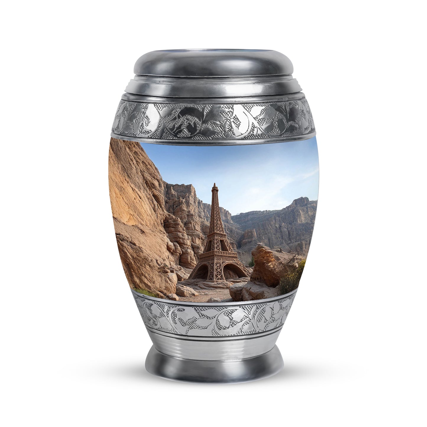 Lustrous Eiffel Tower Cremation Urns for Human Ashes - Blue 10-inch - Yatskia
