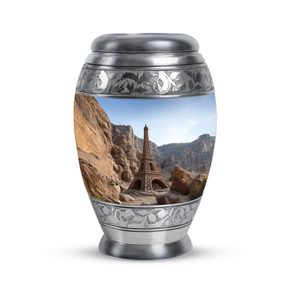 Lustrous Eiffel Tower Cremation Urns for Human Ashes - Blue 10-inch - Yatskia