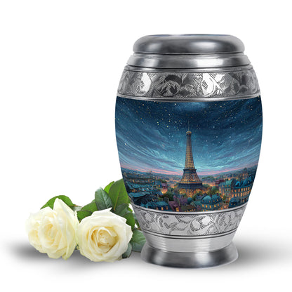 Stunning Blue Eiffel Tower Remembrance Urn for Human Ashes - 10-inch, 200 cu in - Yatskia