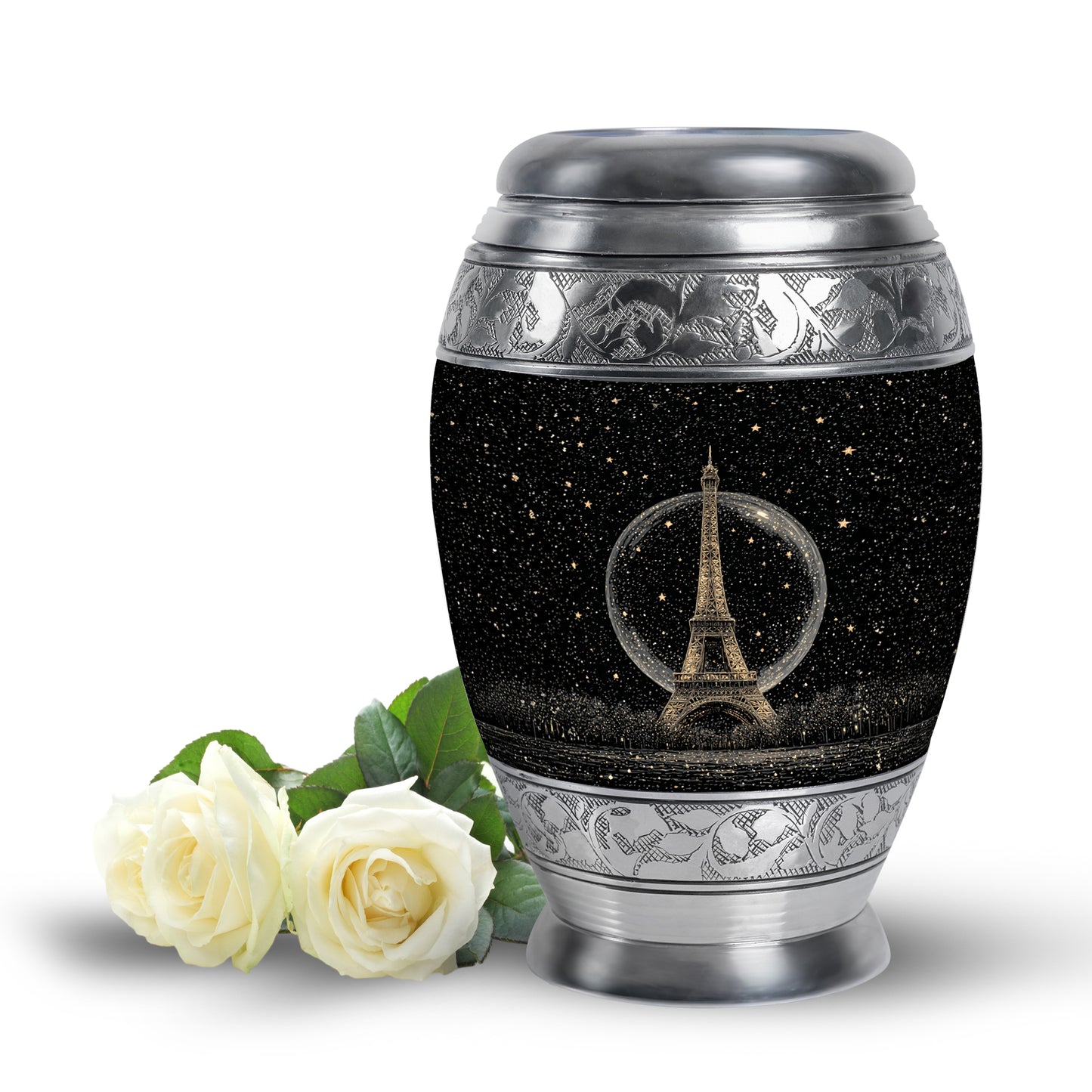 Dignified Black Eiffel Tower Cremation Urn for Ashes - 10-inch, 200 cu in - Yatskia