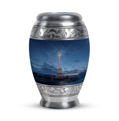Everlasting Blue Eiffel Tower Solace Urn for Human Ashes - 10-inch, 200 cu in - Yatskia