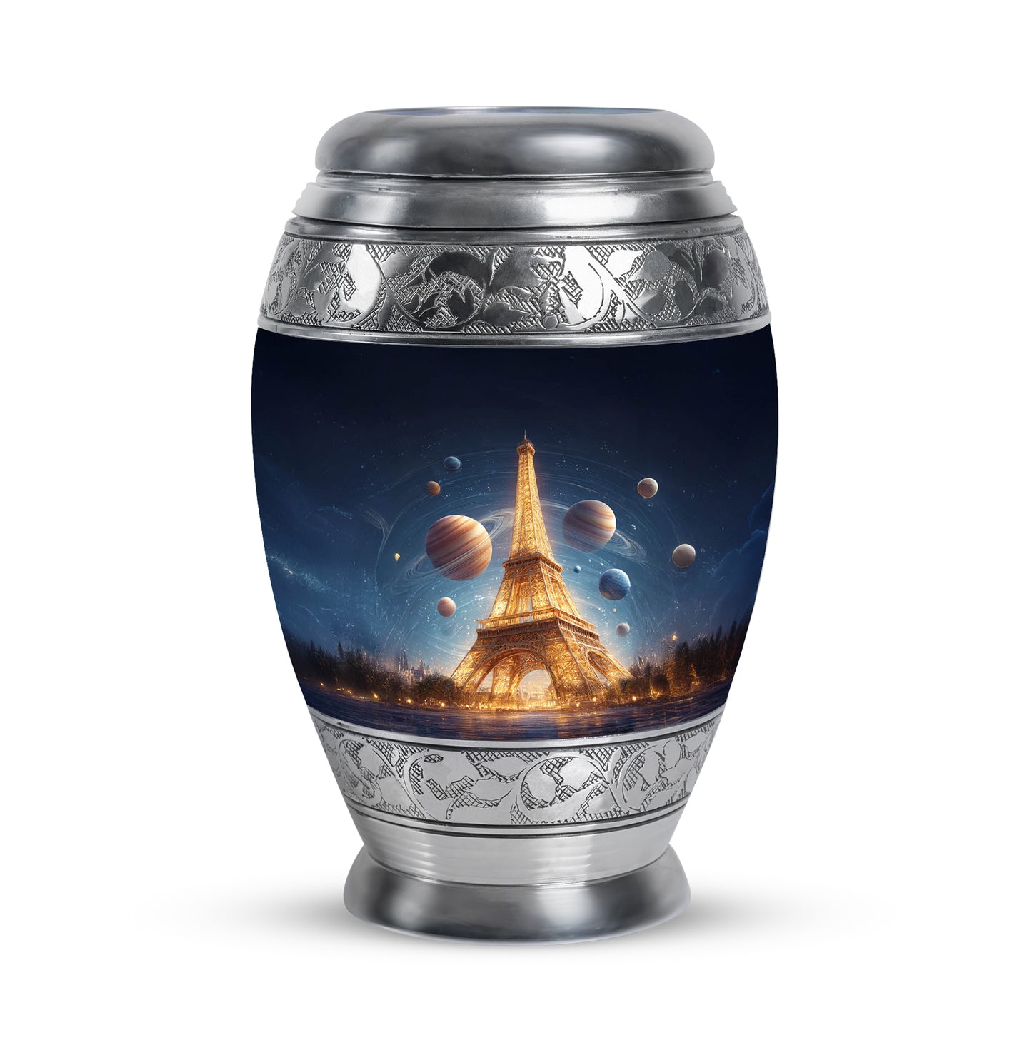 Lustrous Eiffel Tower Cremation Urns for Human Ashes - Blue 10-inch - Yatskia