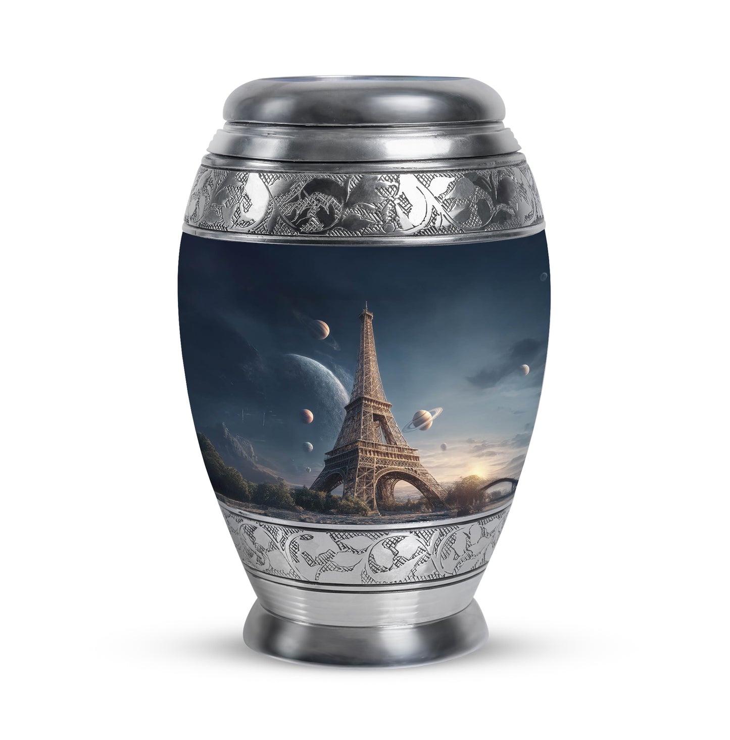 Blue Eiffel Tower Cremation Urns - Honored Dedication 10-inch, 200 cu in - Yatskia