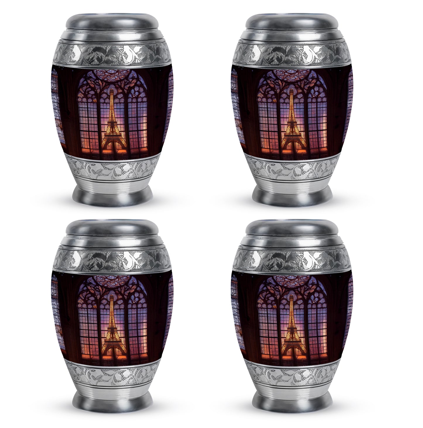 Rich Black Eiffel Tower Cremation Urn urn with complimentary velvet bag - regal eiffel tower design with crown-inspired accents - 10 inch aluminum urn for cremated remains