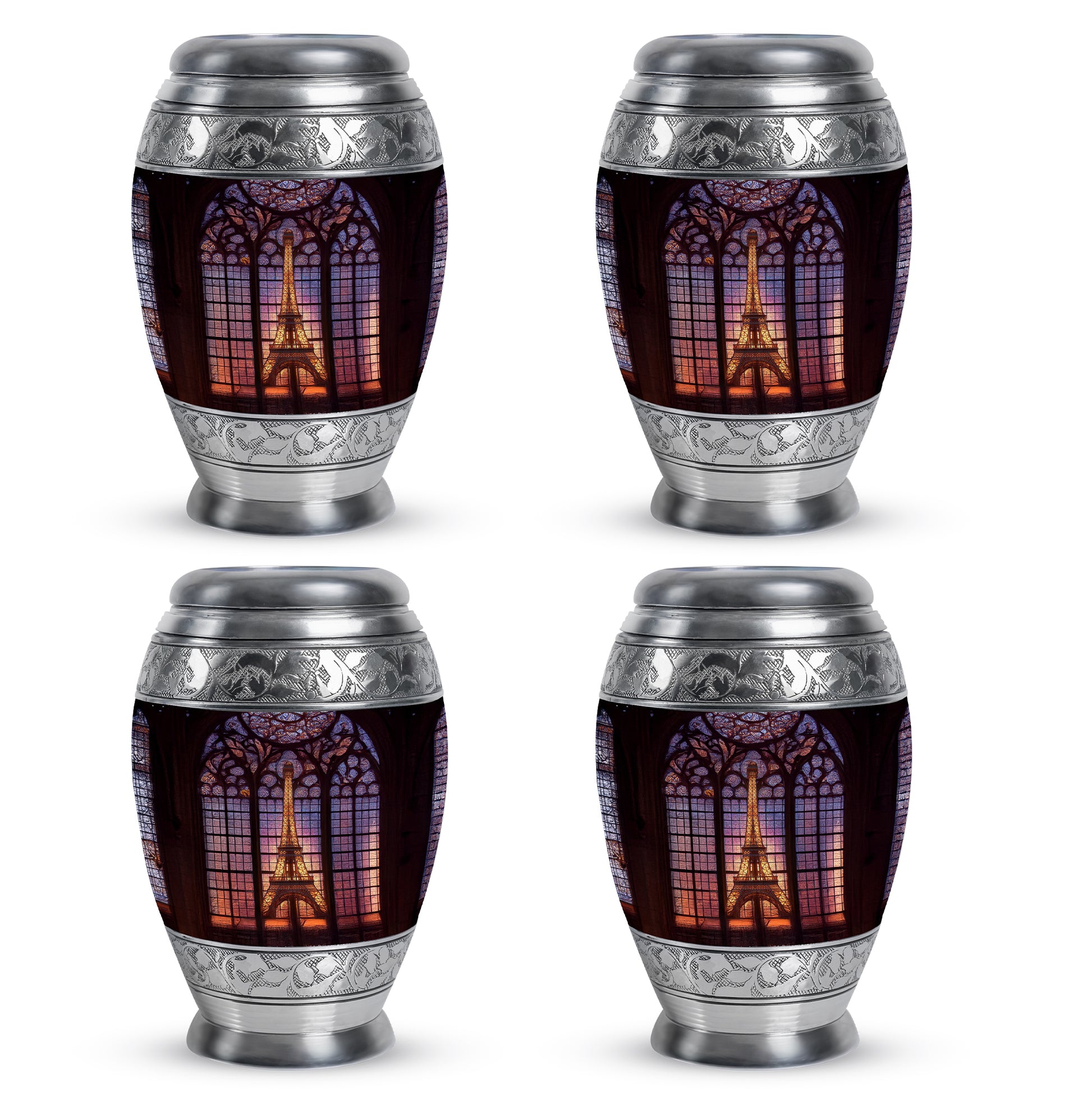 Rich Black Eiffel Tower Cremation Urn urn with complimentary velvet bag - regal eiffel tower design with crown-inspired accents - 10 inch aluminum urn for cremated remains
