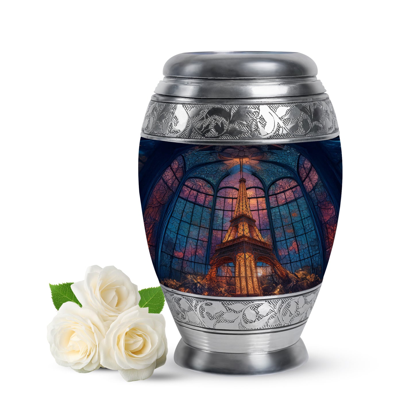 Personalized Blue Eiffel Tower Cremation Urns for Ashes - Transcendent 10-inch - Yatskia