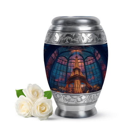Personalized Blue Eiffel Tower Cremation Urns for Ashes - Transcendent 10-inch - Yatskia