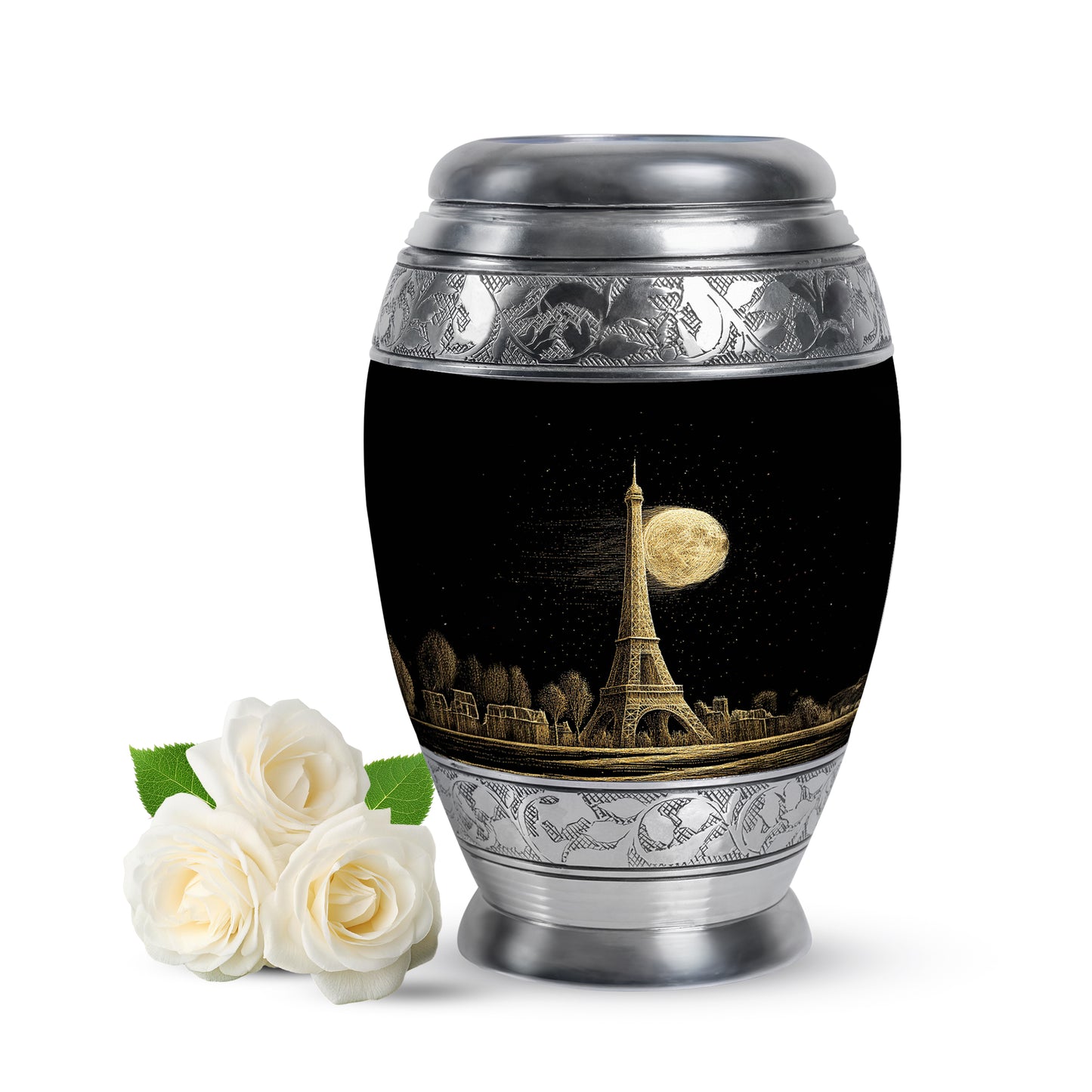 Personalized Eiffel Tower Cremation Urns - Wondrous Black 10-inch, 200 cu in - Yatskia