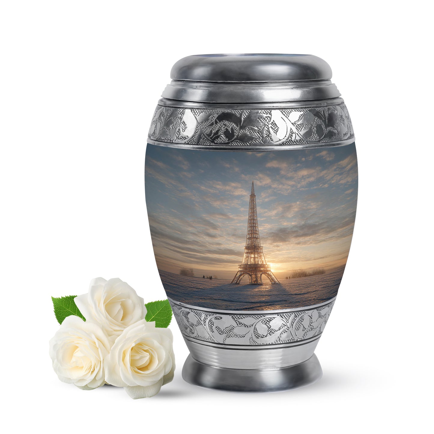Personalized Eiffel Tower Cremation Urns - Soothing Gray 10-inch, 200 cu in - Yatskia