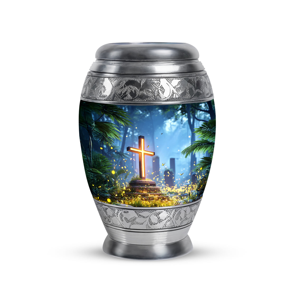 Personalized Seraphic Cross Cremation Urns - Blue - Yatskia