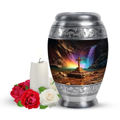 Black Cross Cremation Urns - Opulent Resting Place 10-inch, 200 cu in - Yatskia