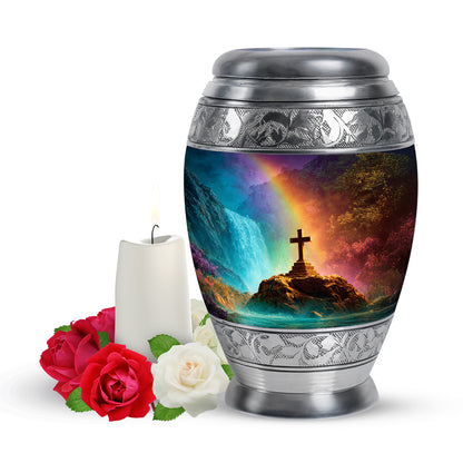 Personalized Refined Cross Cremation Urns - Purple 10-inch, 200 cu in - Yatskia
