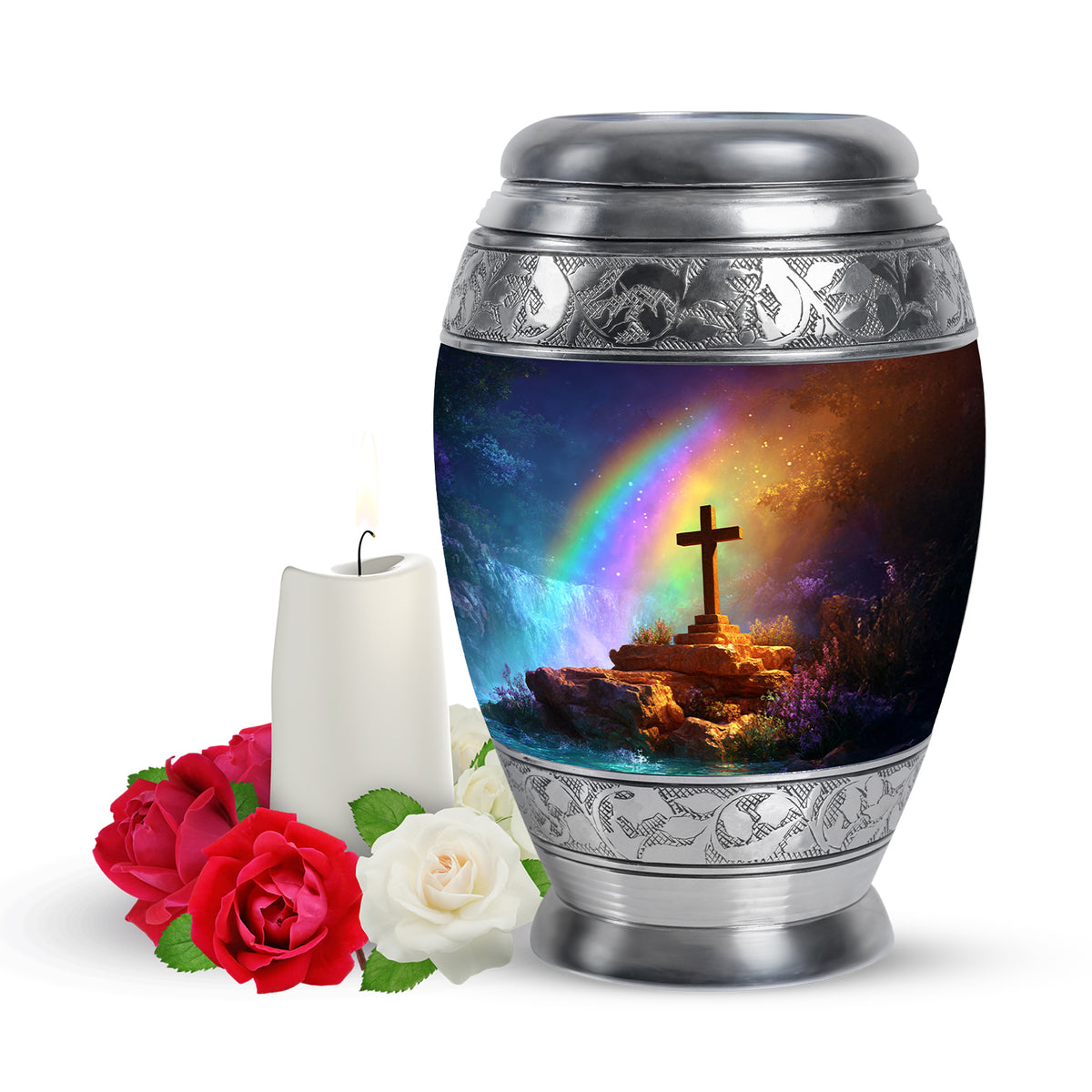 Regal Cross Memorial Cremation Urns - Pink - Yatskia