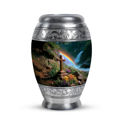 Everlasting Green Cross Celebration Urn for Human Ashes - 10-inch, 200 cu in - Yatskia
