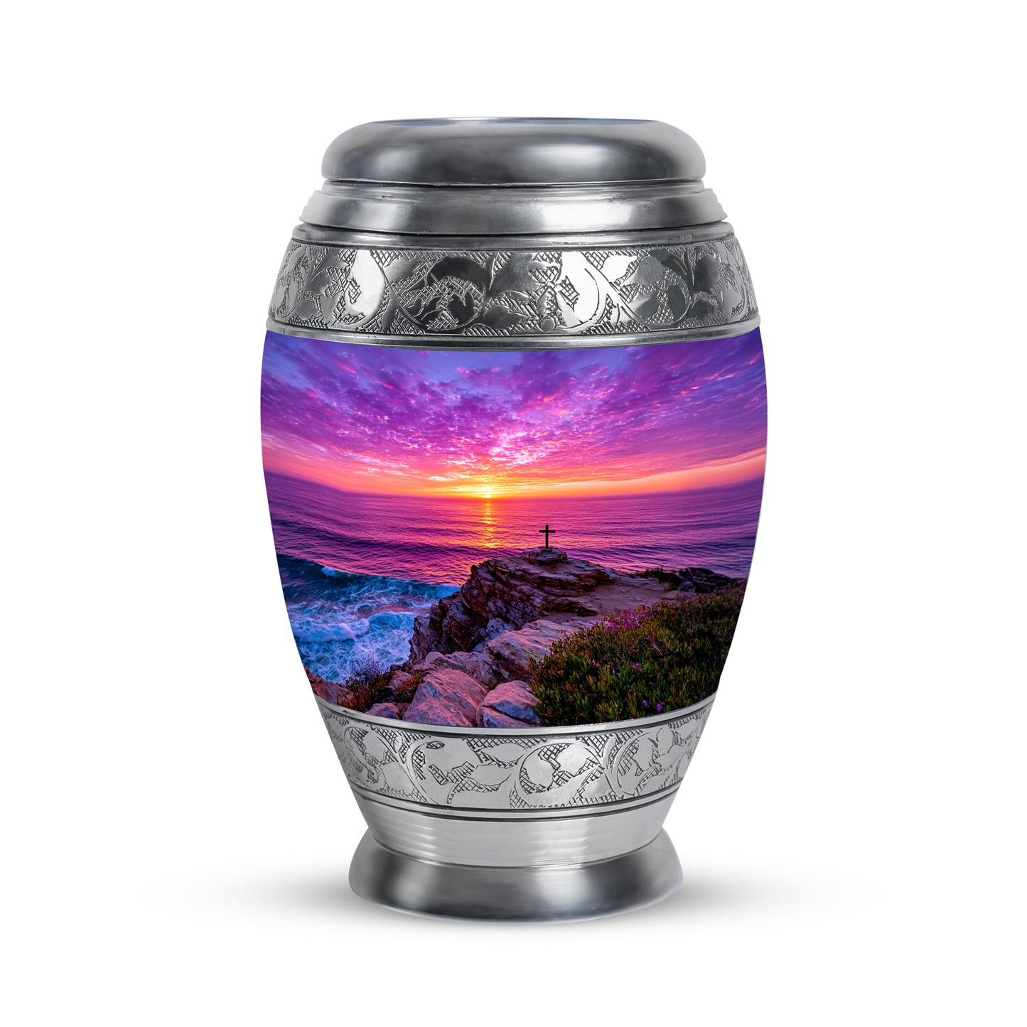 Personalized Cross Cremation Urns - Wondrous Blue 10-inch, 200 cu in - Yatskia