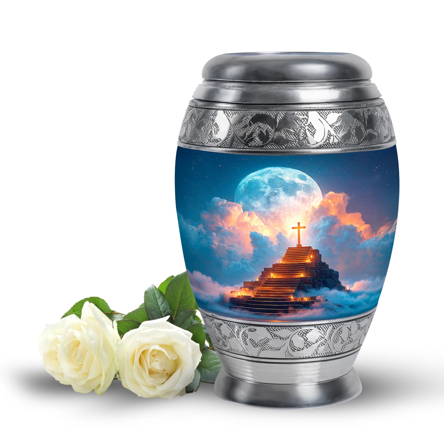 Sublime Cross Cremation Urns for Human Ashes - Blue 10-inch - Yatskia