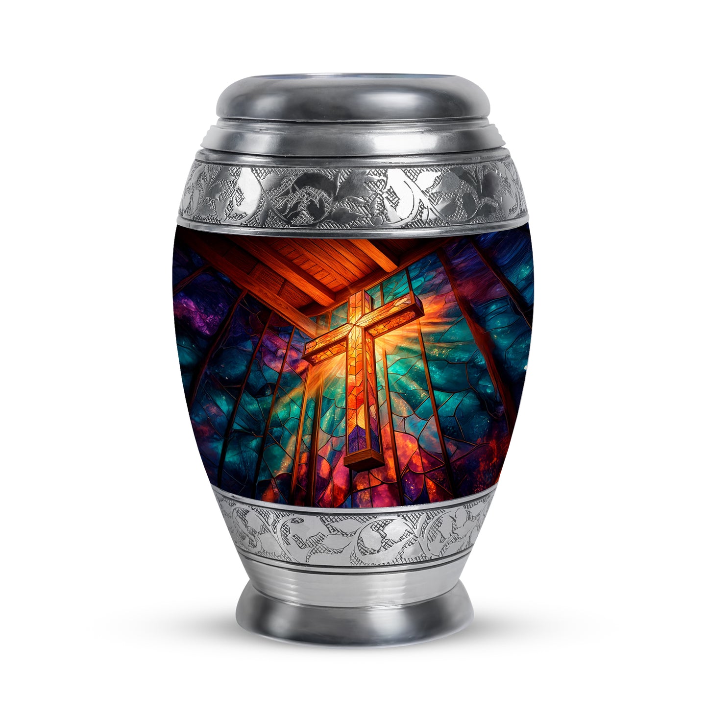 Timeless Red Cross Cremation Urn for Ashes - 10-inch, 200 cu in - Yatskia
